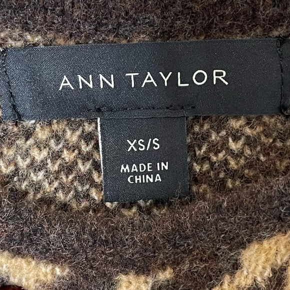 Ann Taylor Leopard Print Wool Blend Poncho in Dominican Sand Size XS / S Brown - Picture 11 of 11
